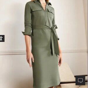 Boden Sage Green Midi Shirt‎ Dress Long Sleeve Ribbed Knit
